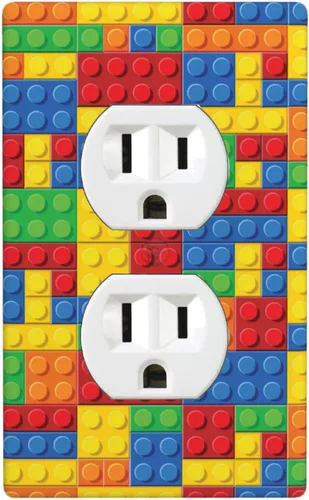 Placa de pared de ladrillos coloridos para interruptor de luz