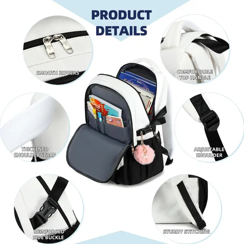Miniatura 4 de Caoroky knight Mochila de viaje para laptop para mujeres y niñas, mochila de escuela primaria y secundaria, mochilas universitarias, mochila Negro