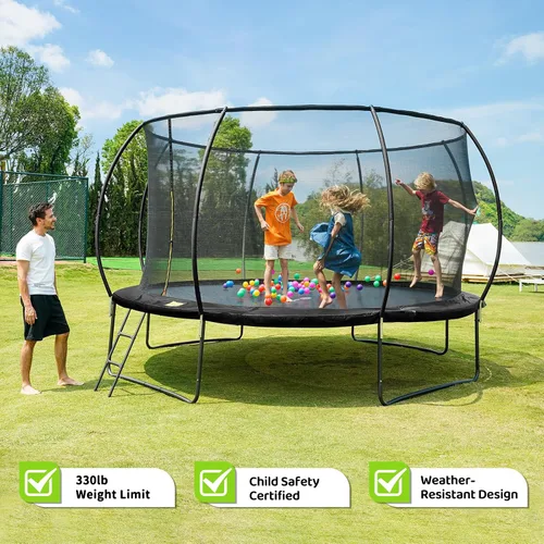 Miniatura 2 de Gigu 10FT 12FT 14FT 15FT 16FT Recreational Trampolines with Enclosure Net and Ladder and Anti-Rust Coating, ASTM Approved Trampoline Outdoor for