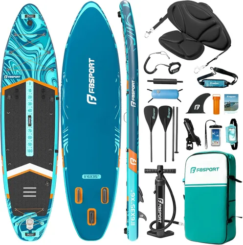 Miniatura 22 de FBSPORT Tabla de remo de pie prémium de 11 pies, tabla de yoga con accesorios de SUP y bolsa de transporte, amplia posición, control de surf