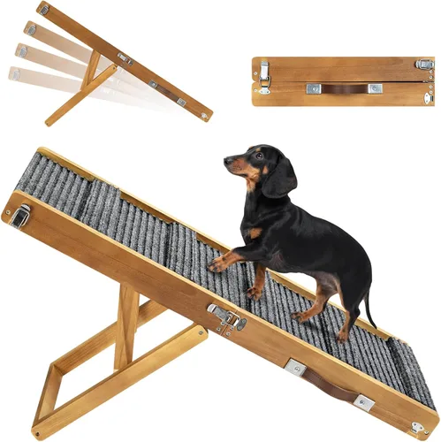 Miniatura 15 de Rampa para perros mejorada 2026 para sofá, rampa plegable para perros pequeños para sofá, 4 alturas ajustables de 13 a 21 pulgadas, escalones