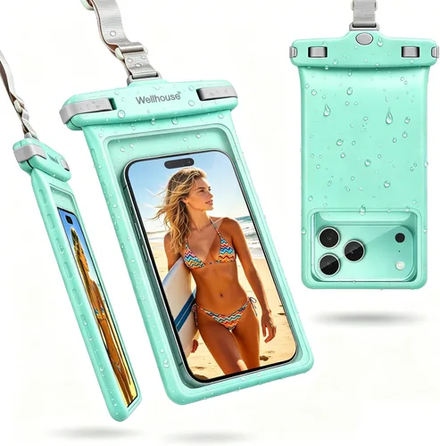 Miniatura 28 de wellhouse Bolsa impermeable para teléfono, Funda impermeable para teléfono para iPhone 16 15 14 13 12 Pro Max XS Samsung, Bolsa seca para celular 1