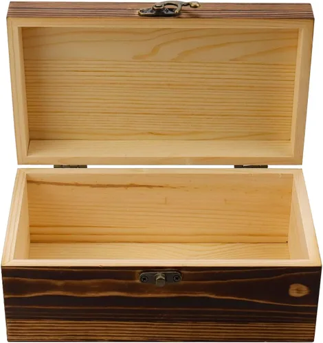 Miniatura 3 de Caja de madera KUMGROT con tapa con bisagras - Caja de regalo vintage con superficie escribible, caja de almacenamiento de madera maciza hecha a