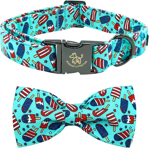 Miniatura 40 de Collar para perro Elegant Little Tail con moño, estampado de pepinillos, collar de moño lindo para perros pequeños eneldo