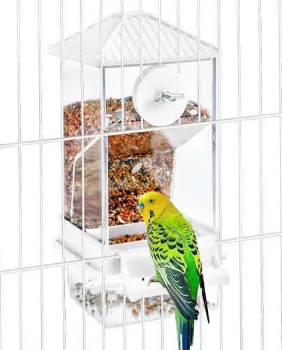 Miniatura 11 de Hamiledyi - Set de comederos sin ensuciar para pájaros con dispensador de agua, contenedor de semillas para periquitos, comedero automático