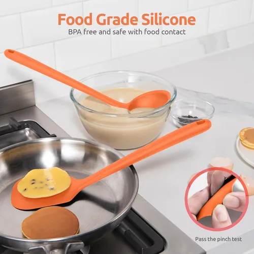 Miniatura 3 de Juego de utensilios de cocina de silicona: U-Taste resistente al calor a 600ºF, herramientas de cocina extra largas de 13.6 pulgadas, espátula (5)