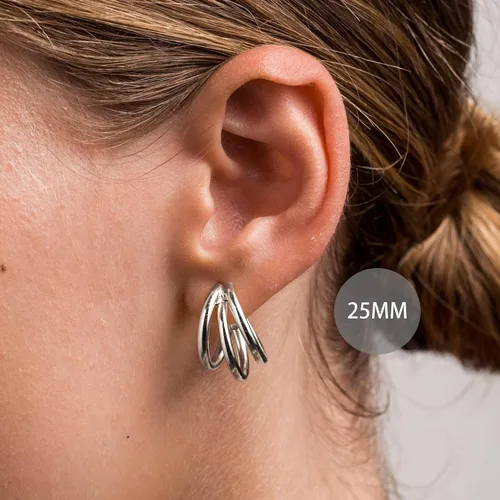 Miniatura 23 de Aretes de aro gruesos de oro para mujer, chapados en oro de 14 quilates, aretes de aro triple, hipoalergénicos, a la moda, aretes de aro gruesos