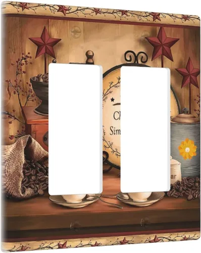 Miniatura 46 de Farmhouse Coffee Primitive Coffee Bean Kitchen 3 Gang Triple Interruptor de Luz de Palanca Cubierta de Placa de Pared Placa Frontal Eléctrica Café