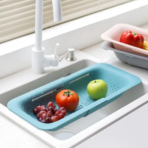Miniatura 3 de Coladores y coladores plegables para fregadero y coladores de rejilla sobre el fregadero Colador plegable Colador extendible de plástico para frutas