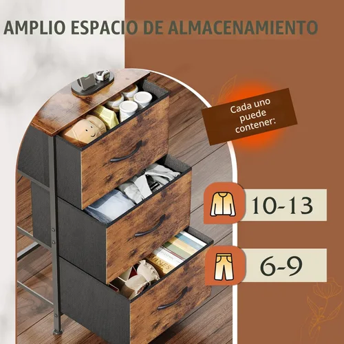 Miniatura 5 de WLIVE - Cómoda con 3 cajones, mesita de noche de tela, cómoda organizadora de almacenamiento para dormitorio, pasillo, entrada, armarios, marco