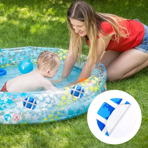 Miniatura 6 de Outus Kit de reparación de parches de vinilo para piscina, 24 piezas, autoadhesivo, parche de reparación de plástico, parches para piscinas sobre