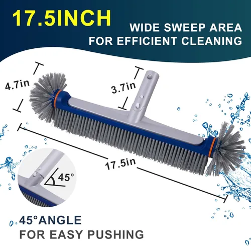 Miniatura 5 de POOLAZA Cepillo de piscina de 360 grados, cabezal de cepillo de piscina resistente de 17.5 pulgadas para piscinas enterradas/piscinas sobre el Azul
