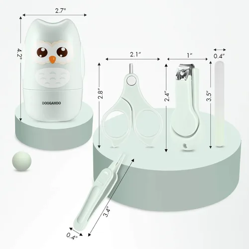 Miniatura 5 de Cortauñas para bebé, kit de uñas seguro 4 en 1 con bonito estuche, cortaúñas, tijeras, pinzas, juego de lima de uñas para recién nacidos, bebés