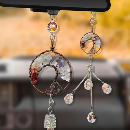 Miniatura 14 de Dijes colgantes de cristal personalizados para automóvil con fotos y textos personalizados Adorno colgante de espejo retrovisor Colgante de foto