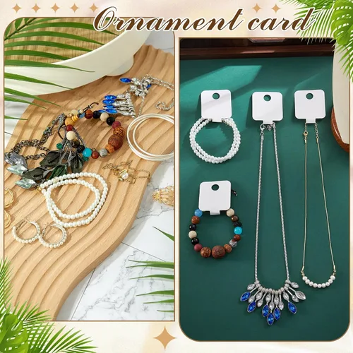 Miniatura 4 de Ctosree 1000 unidades de pulseras autoadhesivas para exhibir tarjetas, collares, tarjetas de venta para llavero, aretes, collar, banda para el Blanco