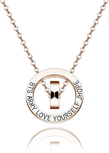 MTYCTWED Collar Love Yourself con dije del ejército, joyería para fanáticos de Kpop, collar coreano del grupo militar, regalo inspirador para