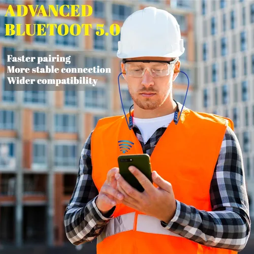 Miniatura 6 de Auriculares Bluetooth con banda para el cuello, auriculares inalámbricos de trabajo con reducción de ruido con batería de 20 horas, auriculares