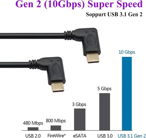 Miniatura 5 de Cable de extensión de conector USB 3.1 tipo C macho a macho Gen 2 (10 Gbps), compatible con carga, datos, audio, cable de video para MacBook Pro