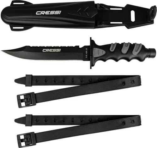Miniatura 4 de Cressi Cuchillo grande grande con funda – Revestimiento negro templado AISI 420 Hoja de acero inoxidable japonés – Gigante: Diseñado en Italia