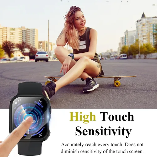 Miniatura 6 de Funda para Apple Watch Series 9, protector de pantalla de 1.614 pulgadas (1.614 in), serie 8 y 7, carcasa rígida de policarbonato duro de Negro