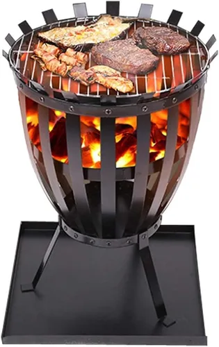 Estufas de leña con gancho, hogueras de metal alto negro para exteriores, para patio, jardín, campamento, playa, picnic, 18 x 24.4 pulgadas