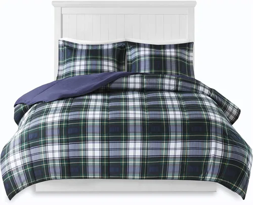 Miniatura 9 de Madison Park Essentials - Juego de ropa de cama con edredón a cuadros Parkston, funda a juego, cubierta antimanchas Scotchguard 3M, hipoalergénico