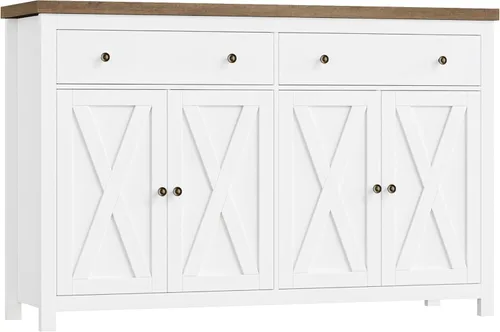 Miniatura 8 de FOTOSOK Aparador Buffet con Almacenamiento, Gabinete de Almacenamiento de Cocina Grande de 55" con 2 Cajones y 4 Puertas, Gabinetes de Barra de Café