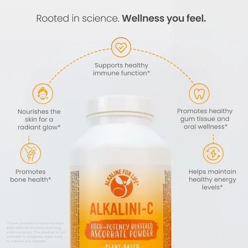 Miniatura 5 de Polvo de vitamina C alcalini-C, potente polvo de vitamina C de L-ascorbato natural, sin maíz sin OMG, vitamina C tamponada para una mayor absorción