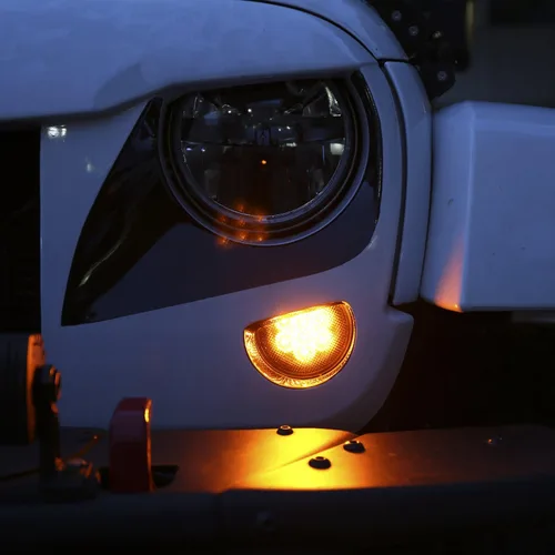 Miniatura 2 de Hooke Road JK - Indicador de luces intermitentes delanteras LED ámbar ahumado compatible con Jeep JK Wrangler 2007-2018