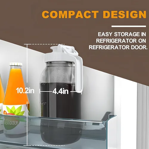 Miniatura 5 de JunVpic Tarro para cafetera fría – Tapa multiusos de vidrio grueso de 64 onzas con asa y filtro de acero inoxidable para café helado, limonada, té