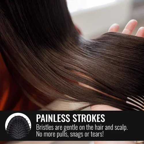 HAI DETANGLER - Cepillo de paleta suavizante prémium para cabello húmedo o seco, color negro medianoche