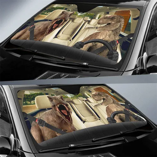 Miniatura 3 de YOSA Yosa - Parasol para parabrisas de automóvil, diseño de dinosaurios, para ventana delantera, para camioneta, SUV, bloquea los rayos UV, mantiene