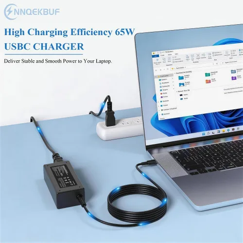 Miniatura 6 de Cargador para laptop 65 W, adaptador de corriente USB C compatible con Dell Chromebook 3100 3110 5190 5300 3300 3380 3400 3500 Latitude 5400 5420