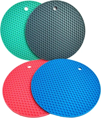Miniatura 3 de 4 salvamanteles de silicona para ollas y sartenes calientes, almohadillas de aislamiento de grosor para manualidades antideslizantes (azul)