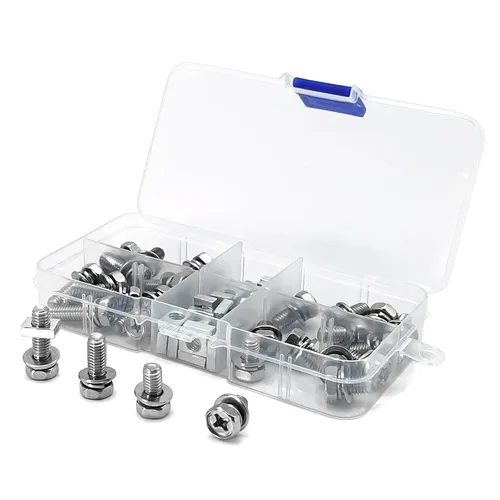 Miniatura 8 de Kit de 56 tuercas y pernos de terminales de batería de motocicleta de acero inoxidable, M6 x 0.394 in, 0.472 in, 0.630 in, 0.787 in, Kit de tuercas