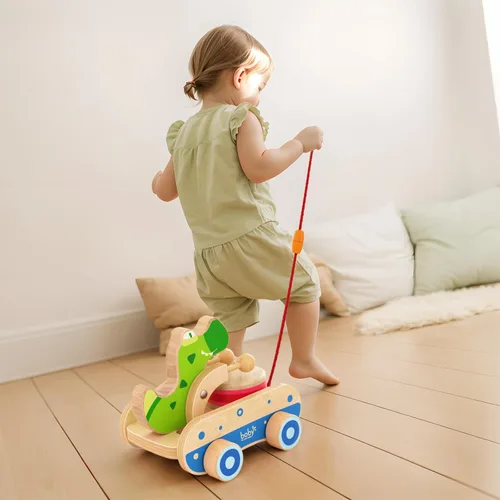 Miniatura 6 de Juguete de Madera de jalar para bebé, Juguete de Cocodrilo con Tambor para niños, Juguete para bebés que arrastran y aprenden a caminar, Cuerda