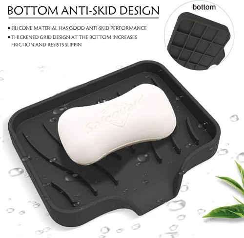 Miniatura 3 de Paquete de 3 jaboneras de cocina, soporte para jabón autodrenante antideslizante (mantiene la barra de jabón seca), soporte para jabón de barra