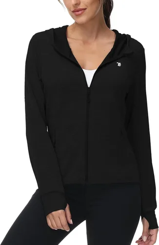 Miniatura 81 de TBMPOY Chaquetas con capucha y protección solar UPF 50+ para mujer, ligeras, de manga larga, para senderismo, exteriores, con cremallera completa