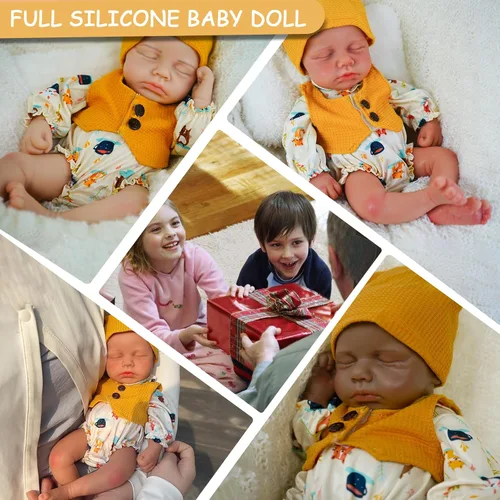 Miniatura 6 de Muñecas de bebé Reborn que se ven reales - 12 pulgadas Cuerpo completo de silicona Niña bebé durmiendo hecha a mano Cara realista Detalles