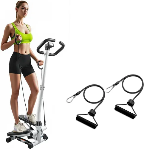 Miniatura 11 de Steppers for Exercise at Home, Mini Stepper with Resistance Bands, Hydraulic Fitness Stepper with LCD Monitor, 360LBS Weight Capacity Portable Stair