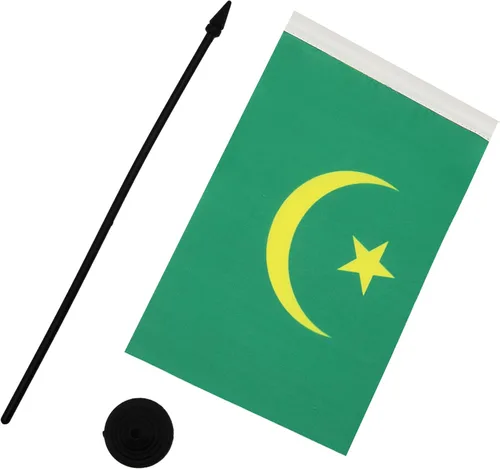 Miniatura 279 de AZ FLAG Sierra Leone Bandera de mesa 5'' x 8'' - Bandera de escritorio de Sierra Leona 21 x 14 cm - Bastón y base de plástico negro