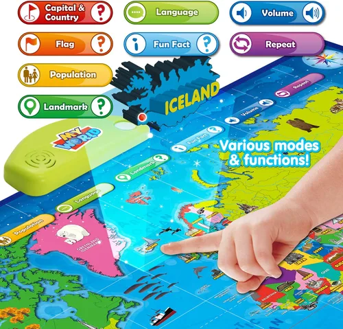 Miniatura 3 de BEST LEARNING i-Poster My World Interactive Map - Juguete educativo para niños de 5 a 12 años, juego de aprendizaje de geografía como regalo