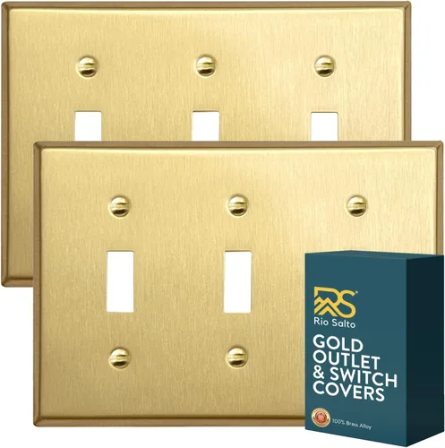 Miniatura 29 de Rio Salto Colección Signature BRAS Signature Colección de tamaño mediano de metal dorado con interruptores de palanca doble para luz de pared