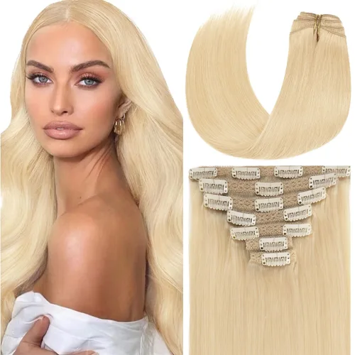 Miniatura 75 de Loxxy Extensiones de cabello humano con clip, sin costuras, 22 pulgadas, color marrón oscuro a castaño oscuro y marrón oscuro, 7 piezas