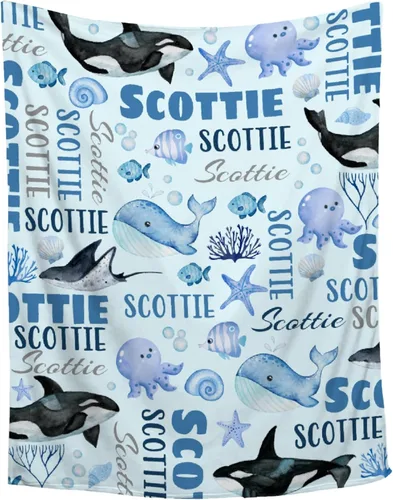 Miniatura 34 de Manta de bebé personalizada con diseño de animales del bosque, manta personalizada con nombre para niñas y niños, regalos de registro, manta suave