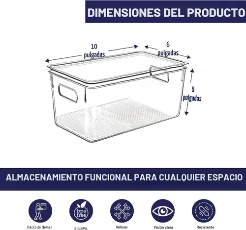 Miniatura 2 de Contenedores de almacenamiento de plástico transparente con tapas, perfectos para organización de cocina o organización y almacenamiento