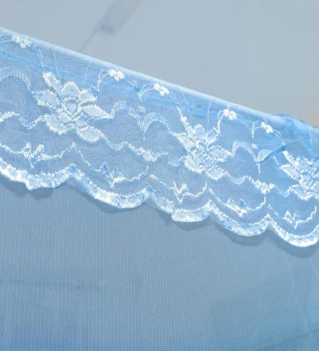Miniatura 7 de naturetalk Dosel de cama, mosquitera de princesa para niñas y adultos, con tres puertas, diseño de encaje rectangular (Azul bebé, King)