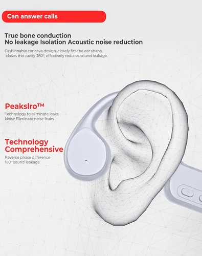 Miniatura 7 de Atopskins Auriculares de conducción ósea impermeables para natación, Bluetooth 5.3 lPX8, auriculares impermeables submarinos para natación con Blanco