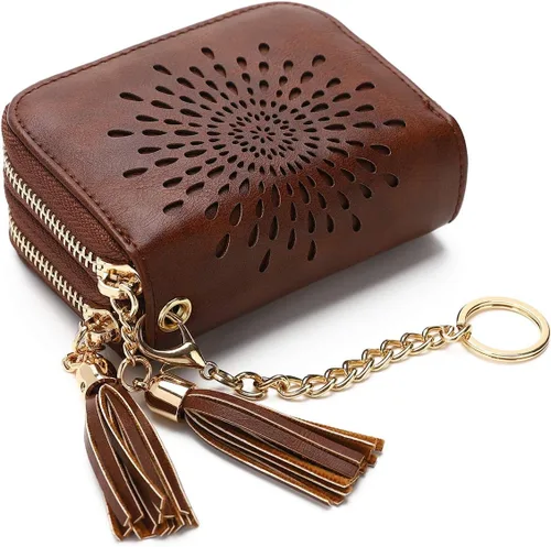 Miniatura 26 de APHISON RFID - Porta tarjeta de crédito con llavero, cartera pequeña con cremallera para mujer, Moderno