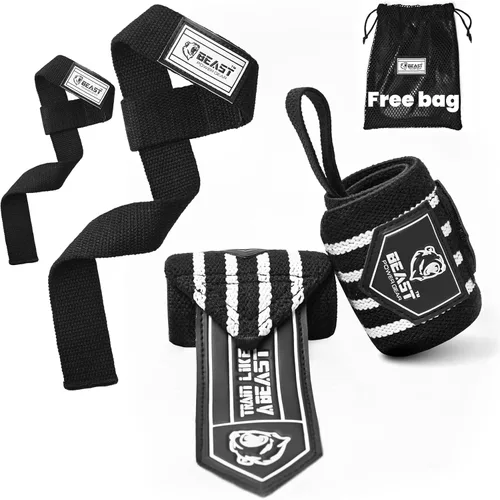 Miniatura 13 de Beast Power Gear Muñequeras para levantamiento de pesas de 18 pulgadas, soporte de muñeca de alta calidad para culturismo, resistente, lazo